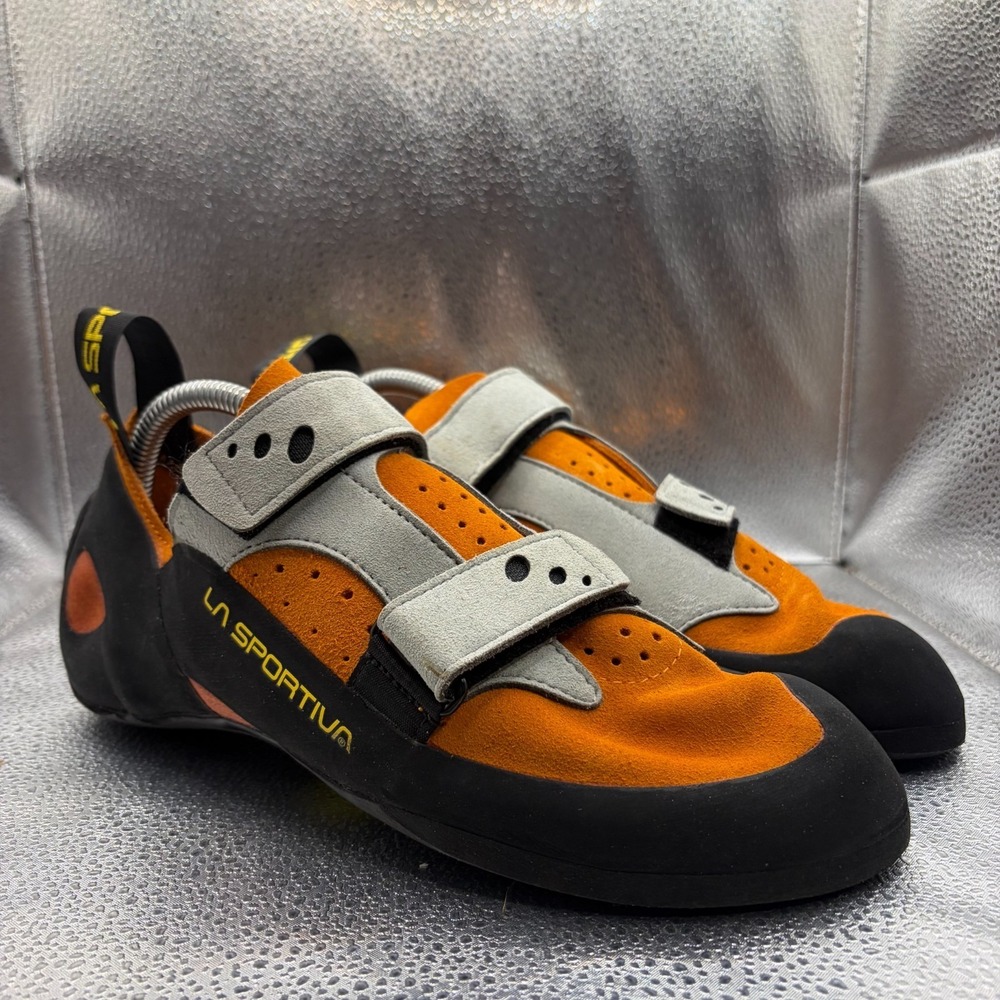 Size M10/W11 La Sportiva Jeckyl Orange Black Unisex Slip-On Climbing Shoes